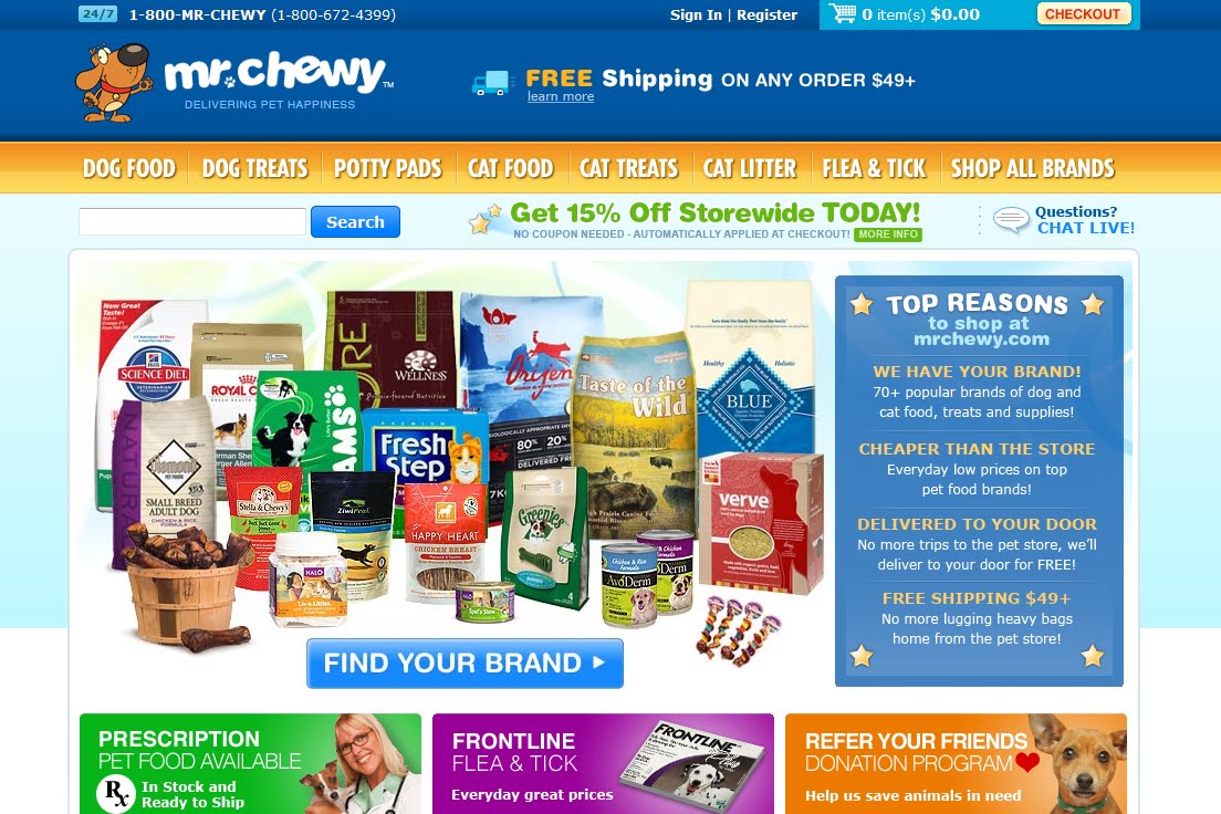 Chewy's hotsell pet website